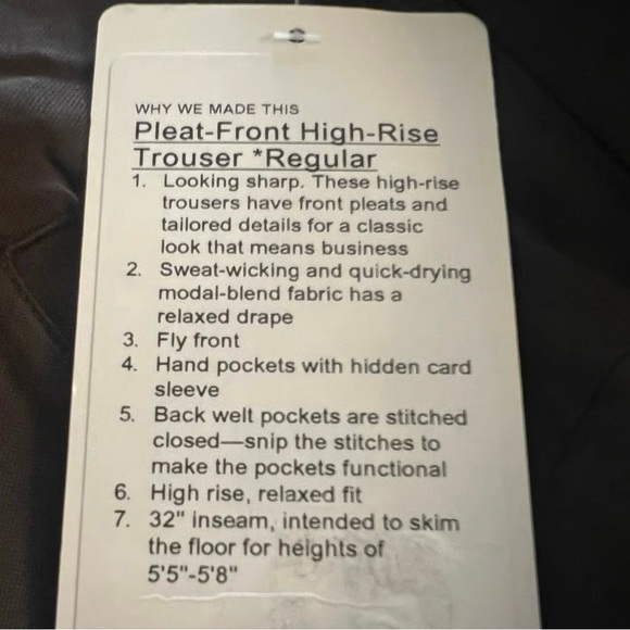 lululemon Pleat Front High-Rise Trouser - 26” inseam - Picture 4 of 7